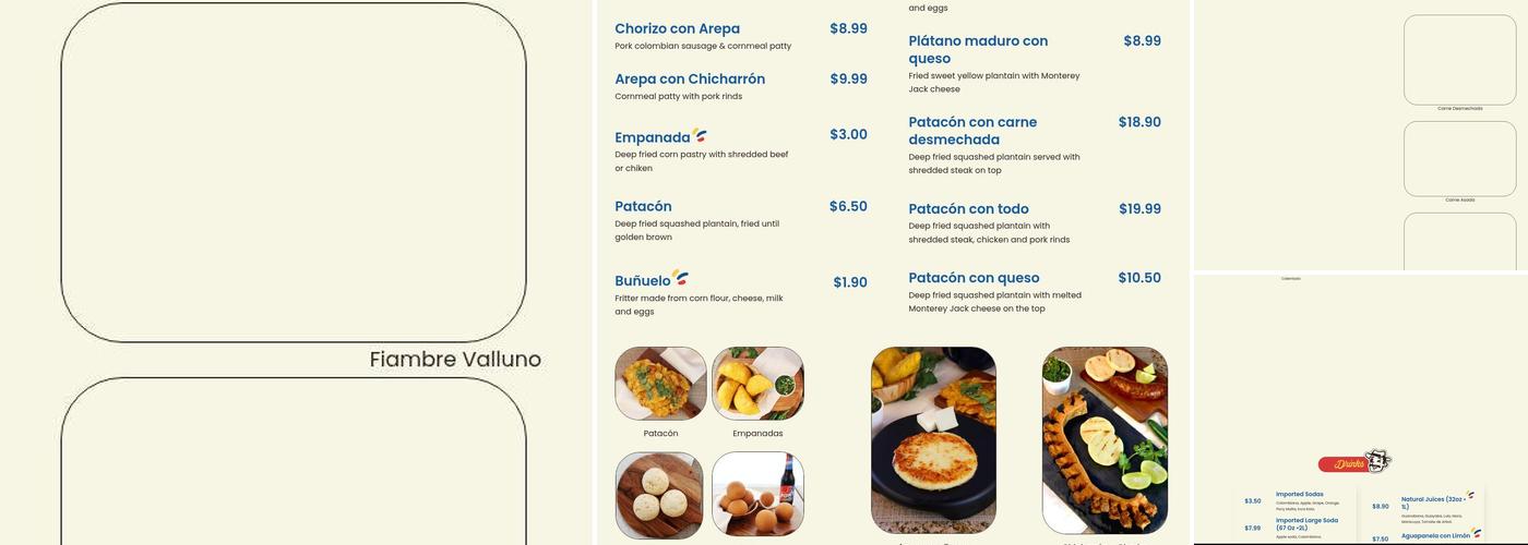 Sabores Colombianos Menu