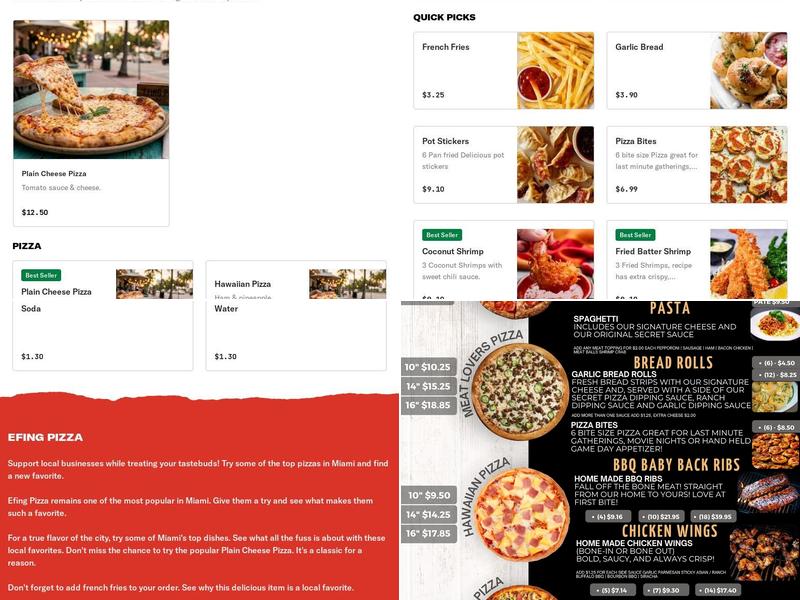 Efing Pizza Menu