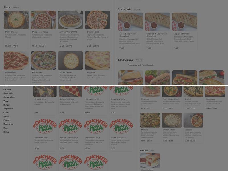 Moncheese Pizza Menu