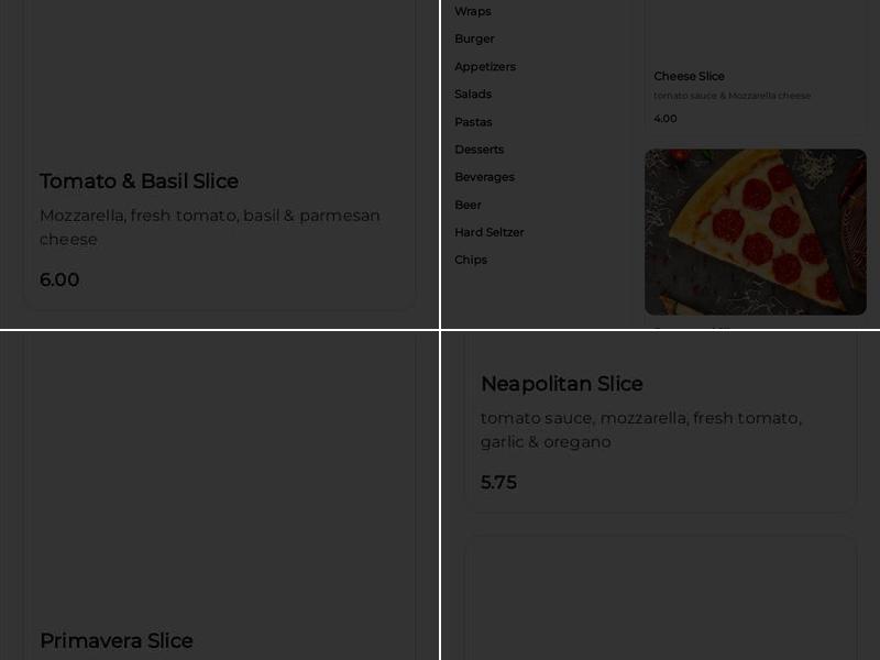 Moncheese Pizza Menu