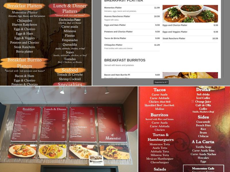 Momentos Cafe Menu