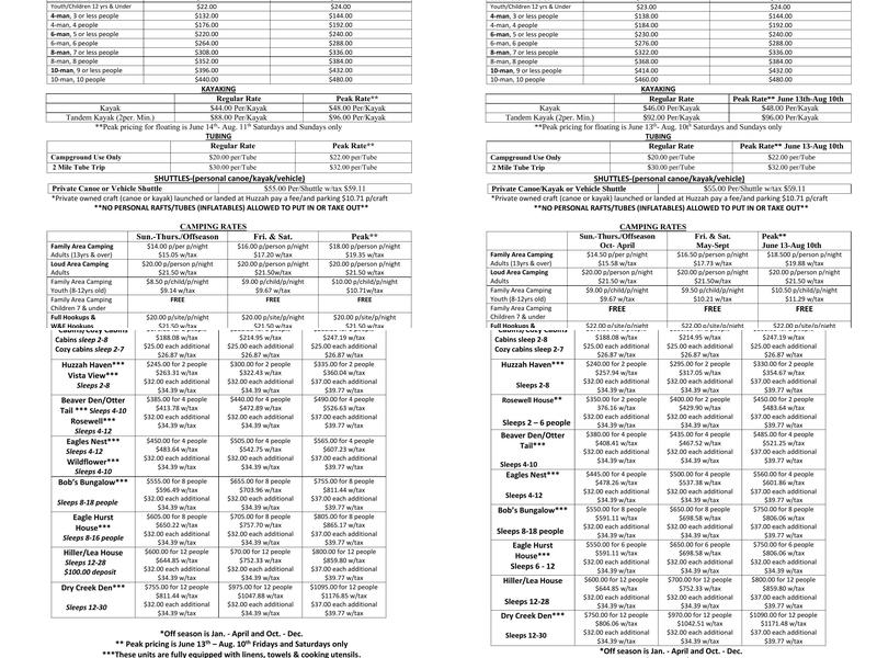Huzzah Valley Dining Lodge Menu
