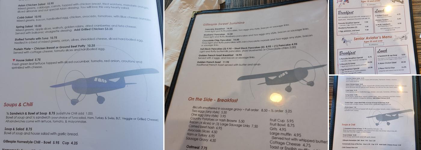 Gillespie Field Cafe Menu