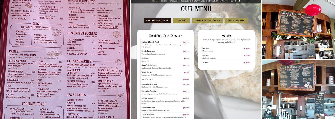 Café Madeleine South Park Menu