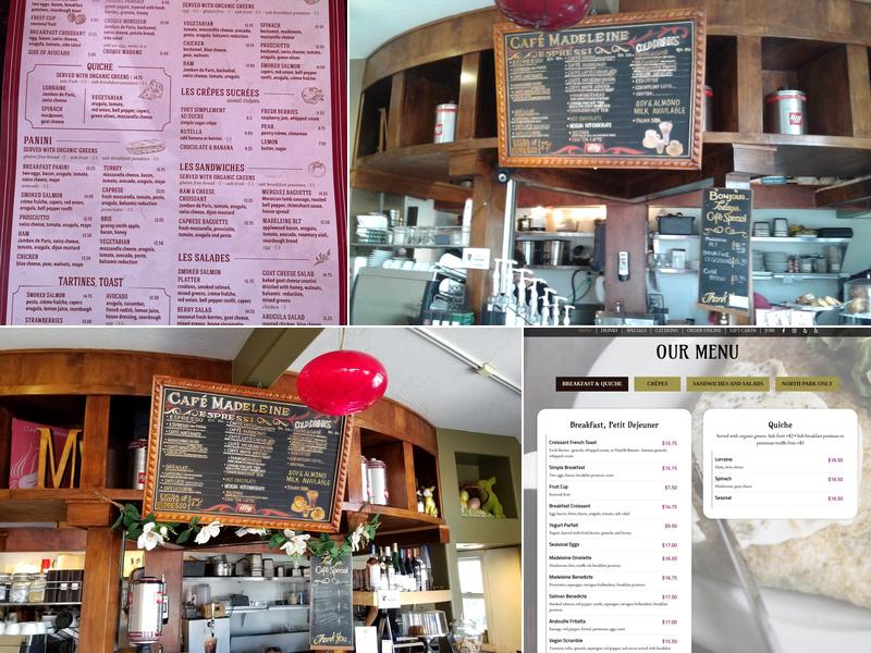 Café Madeleine South Park Menu