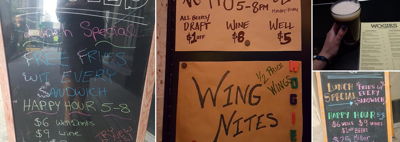 Wogies Bar & Grill, FIDI Menu