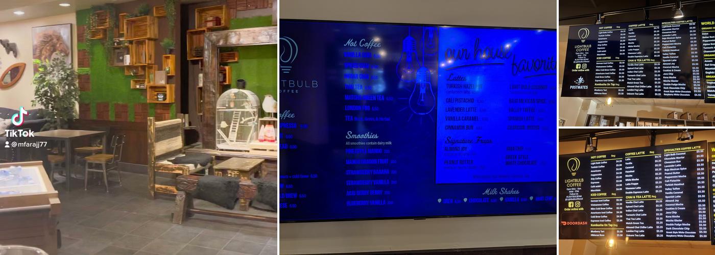 Light Bulb Coffee Menu