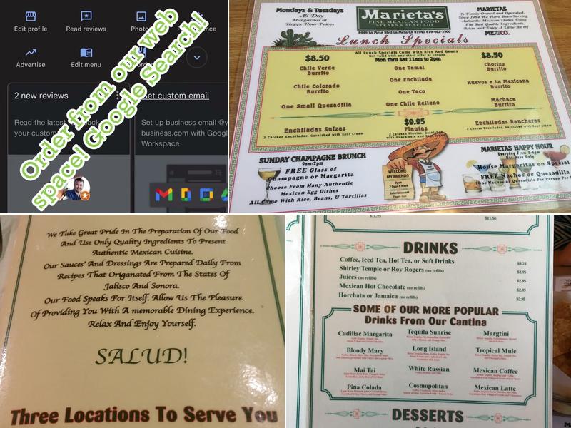 Marieta's Menu