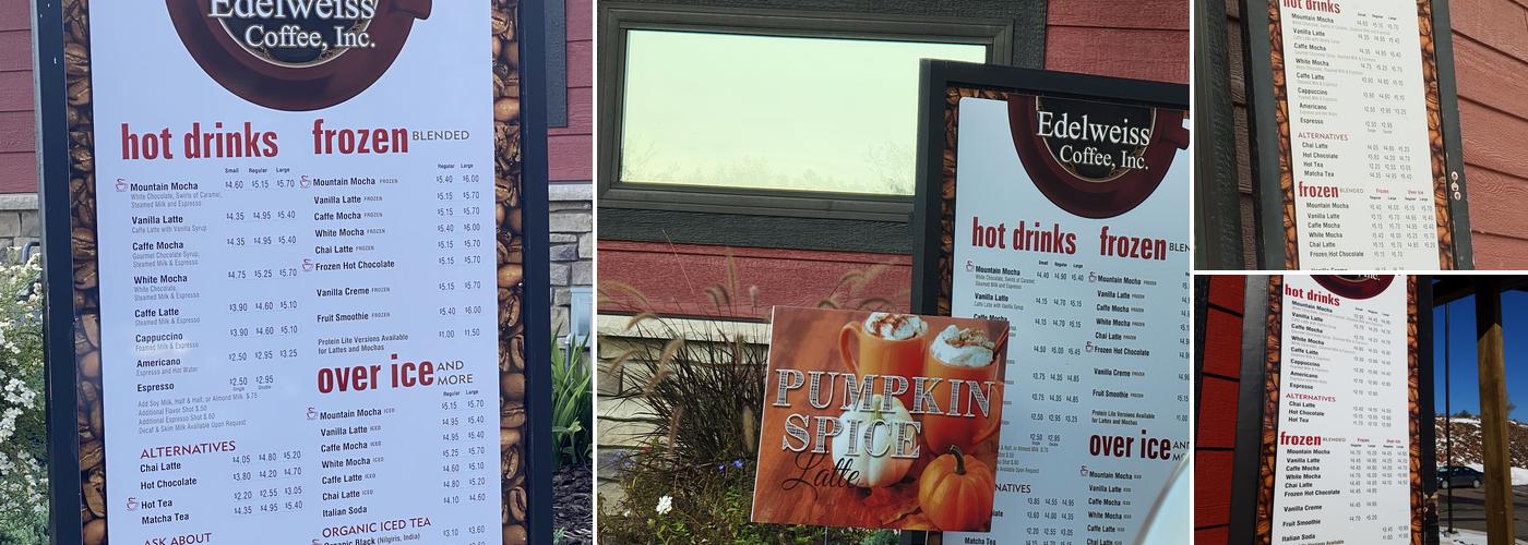 Edelweiss Coffee Inc. Menu