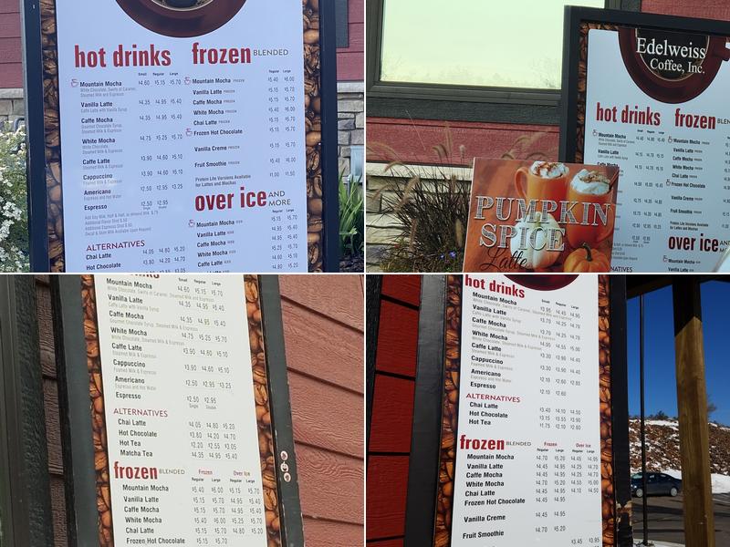 Edelweiss Coffee Inc. Menu