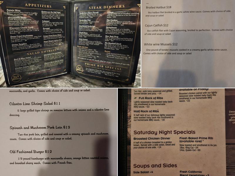 T&T Steakhouse Menu
