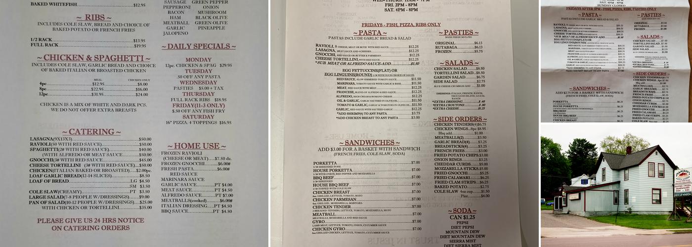 Damian's Pasta Works Menu