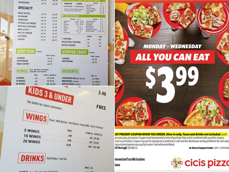 Cicis Pizza Menu