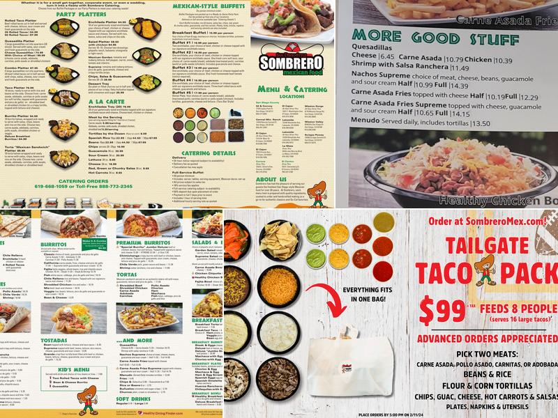 Sombrero Mexican Food Menu