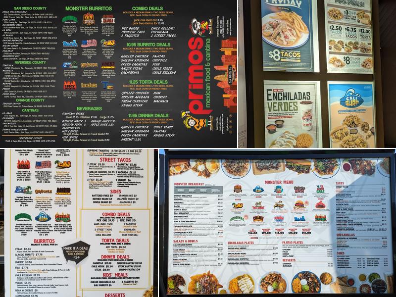 Primos Mexican Food Menu
