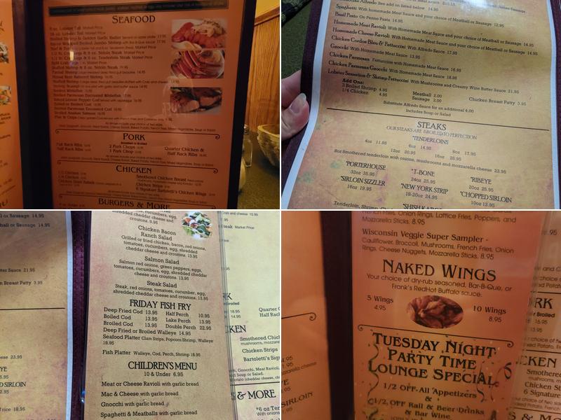 Bartolettis Restaurant Menu