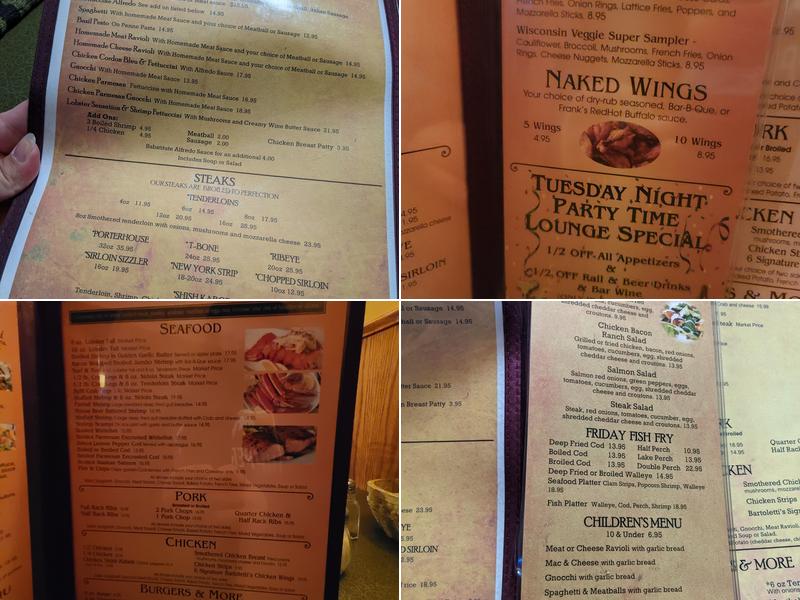 Bartolettis Restaurant Menu