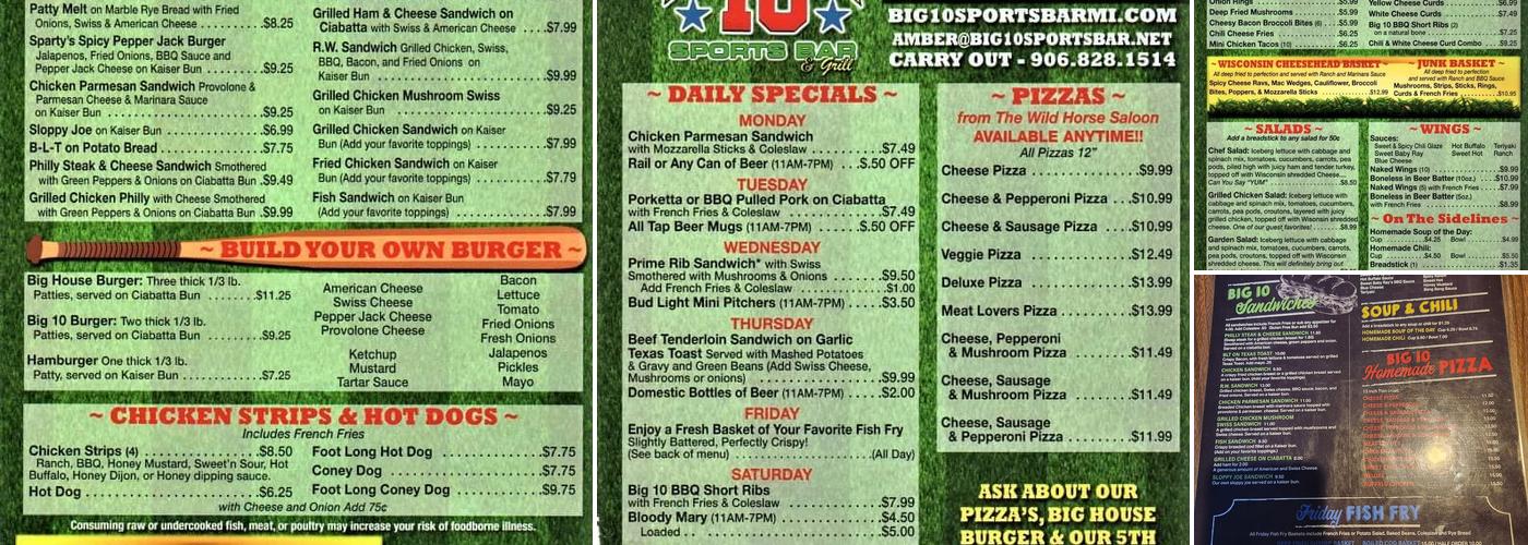 Big 10 Sports Bar & Grill Menu