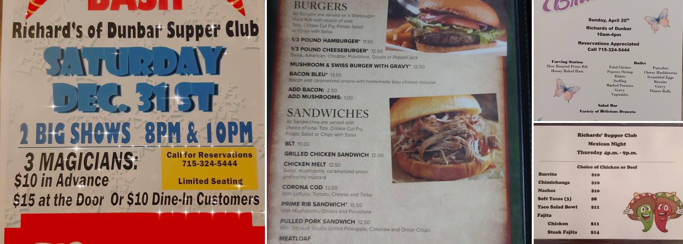 Richards of Dunbar Supper Club & Motel Menu