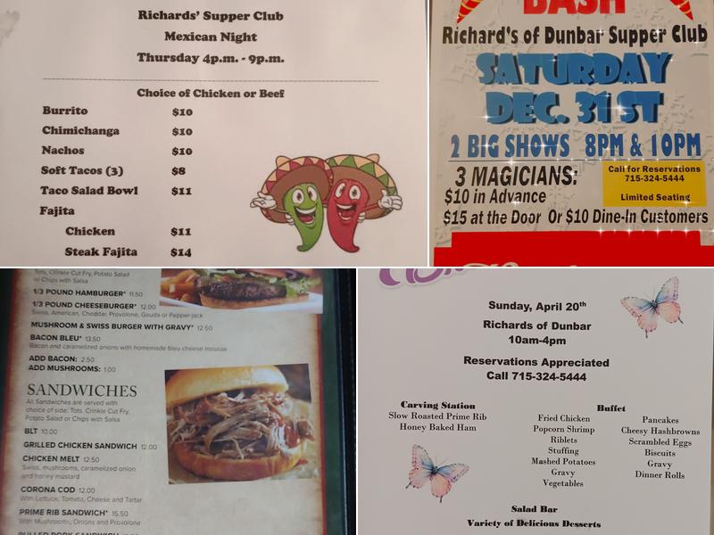 Richards of Dunbar Supper Club & Motel Menu