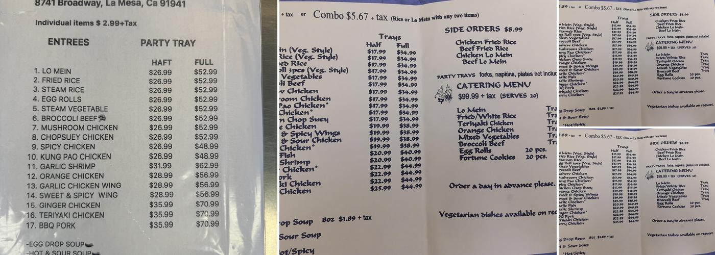 Beijing Express Menu