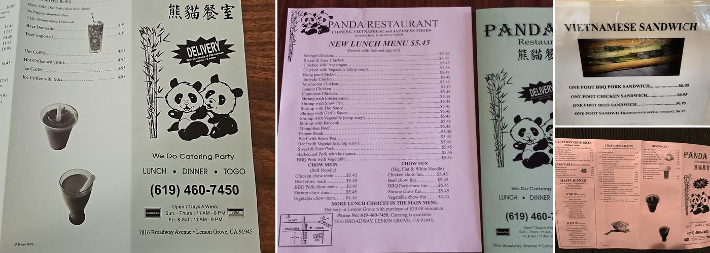 Panda Restaurant Menu