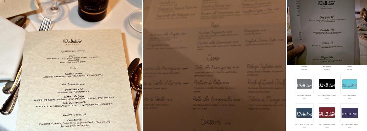 Il Mulino New York - Miami Menu
