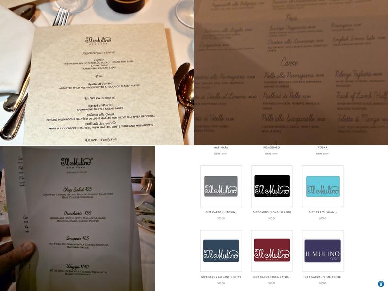 Il Mulino New York - Miami Menu