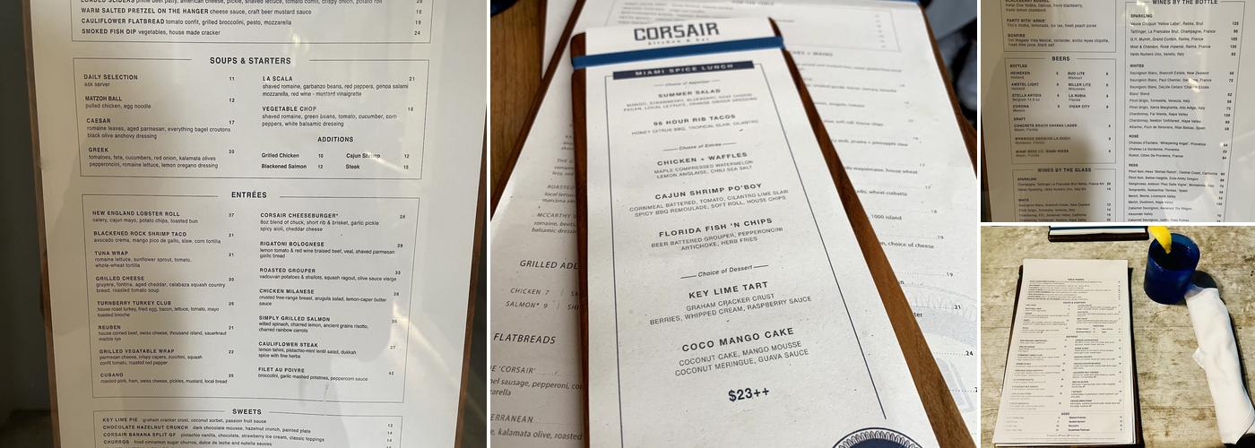 CORSAIR kitchen & bar Menu