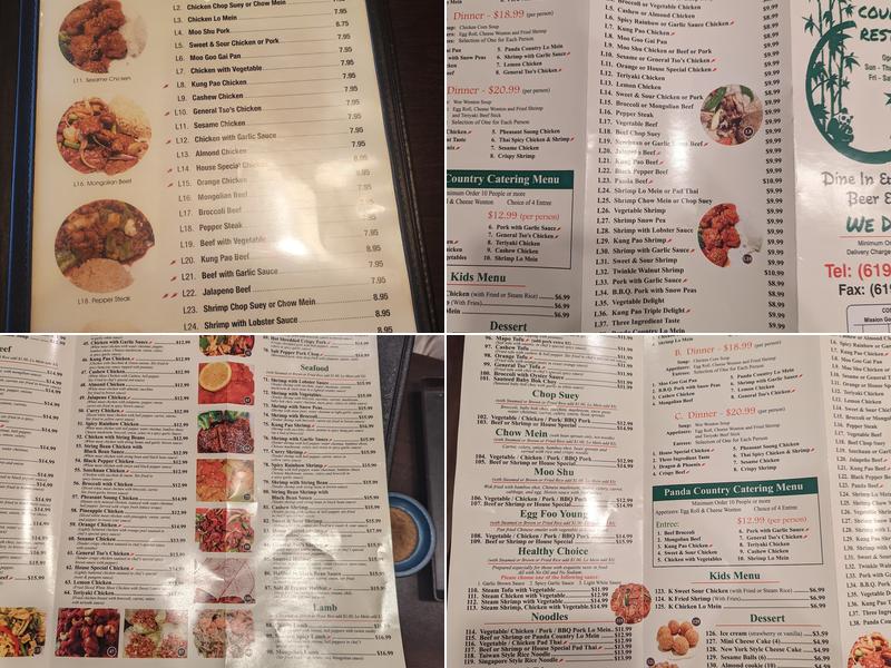 Panda Country Restaurant Menu