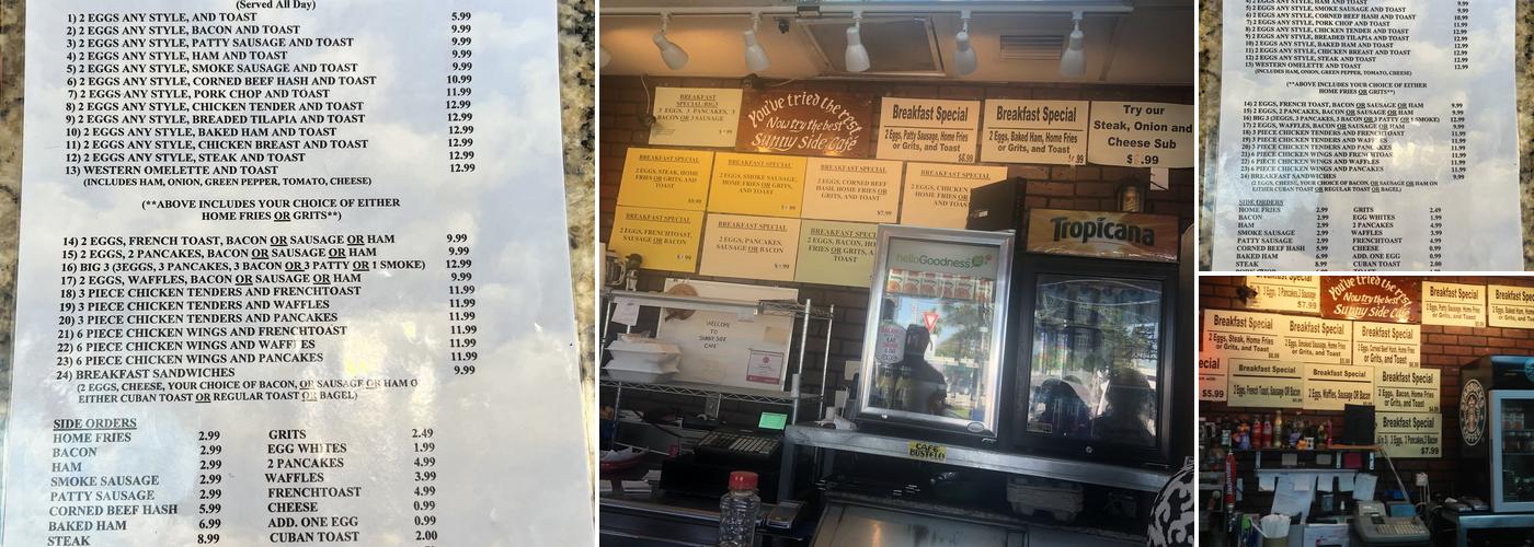 Sunnyside Cafe Menu