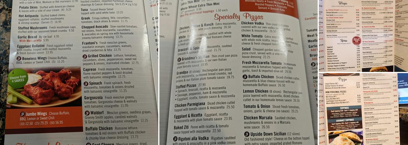 Frantoni's Pizzeria & Ristorante Menu