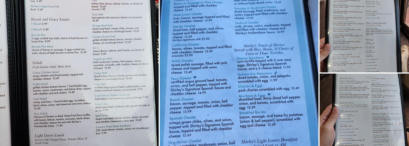 Shirleys Kitchen Menu