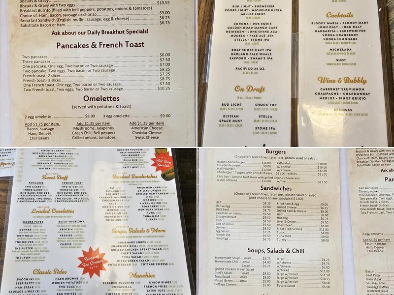 Tobeys 19th Hole Restaurant Menu