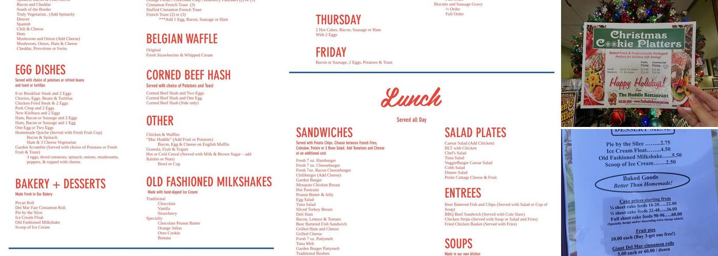 The Huddle Menu