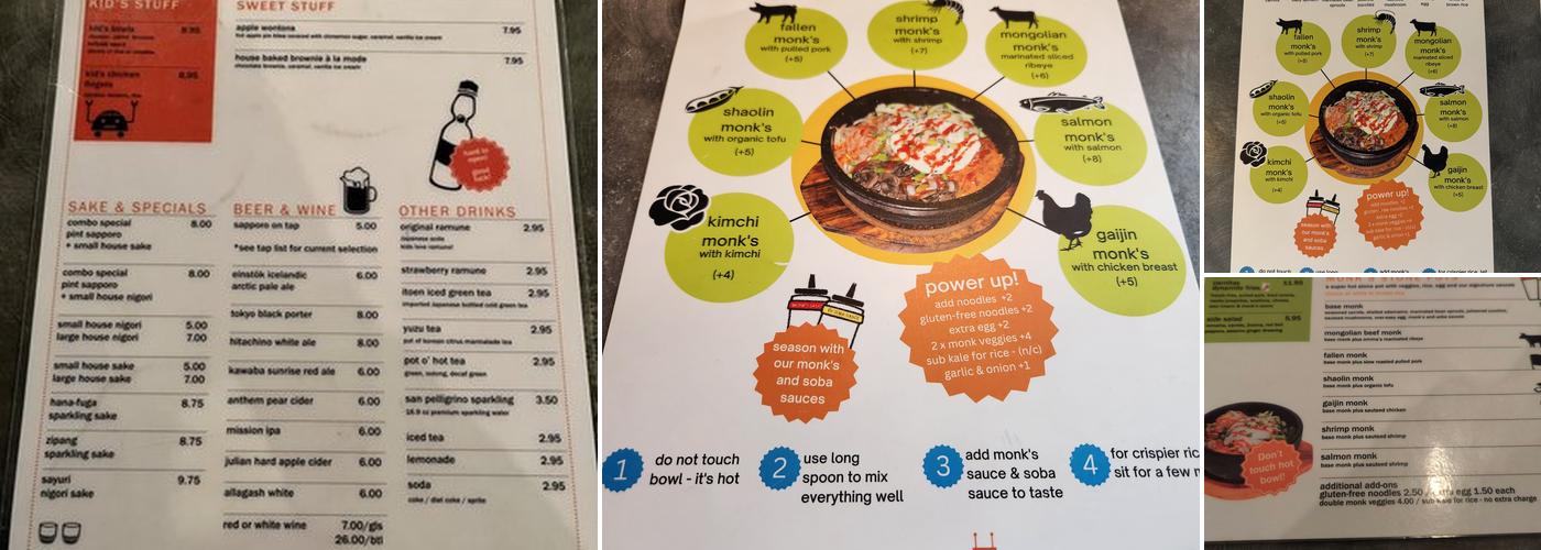 East Village Asian Diner Menu