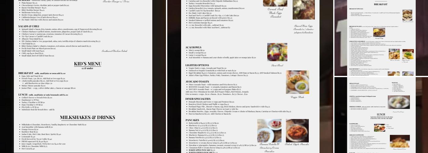 The 101 Diner Menu