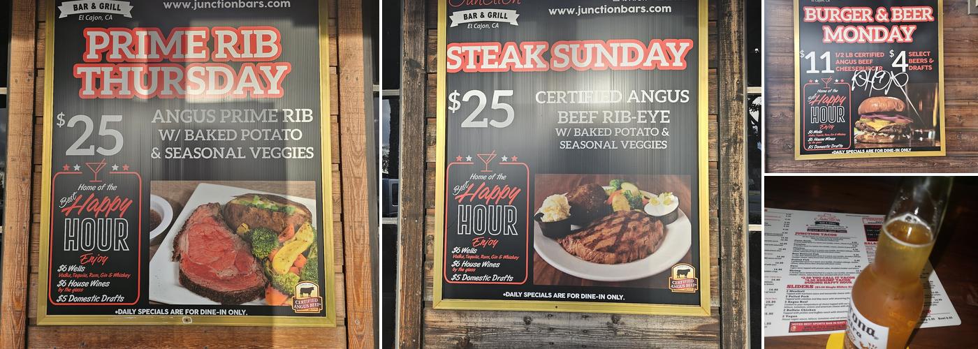 Junction Bar & Grill Menu