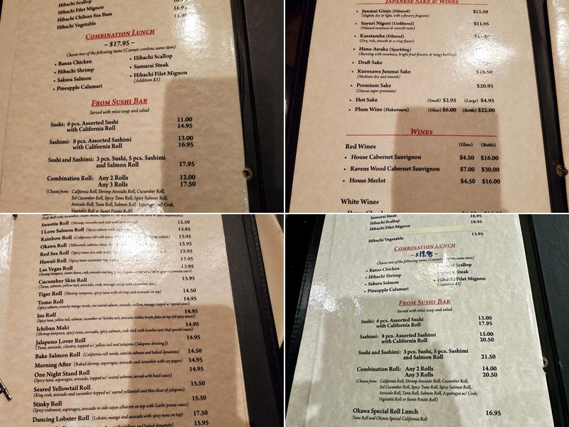 Okawa Steak House & Sushi Menu