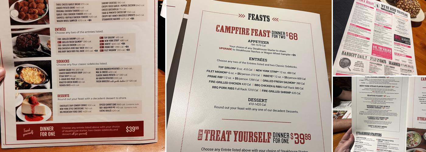 Black Angus Steakhouse Menu