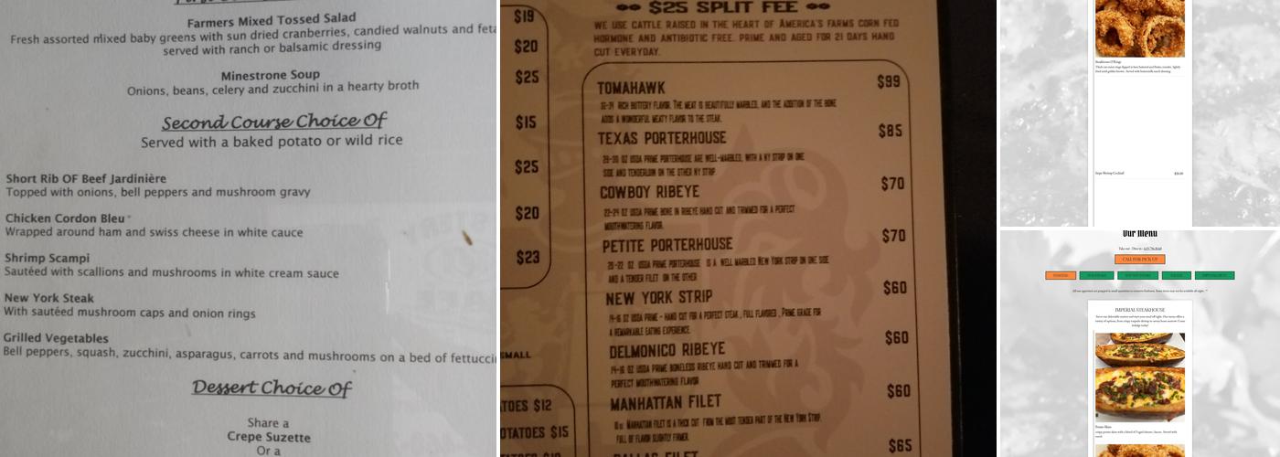 IMPERIAL STEAKHOUSE Menu