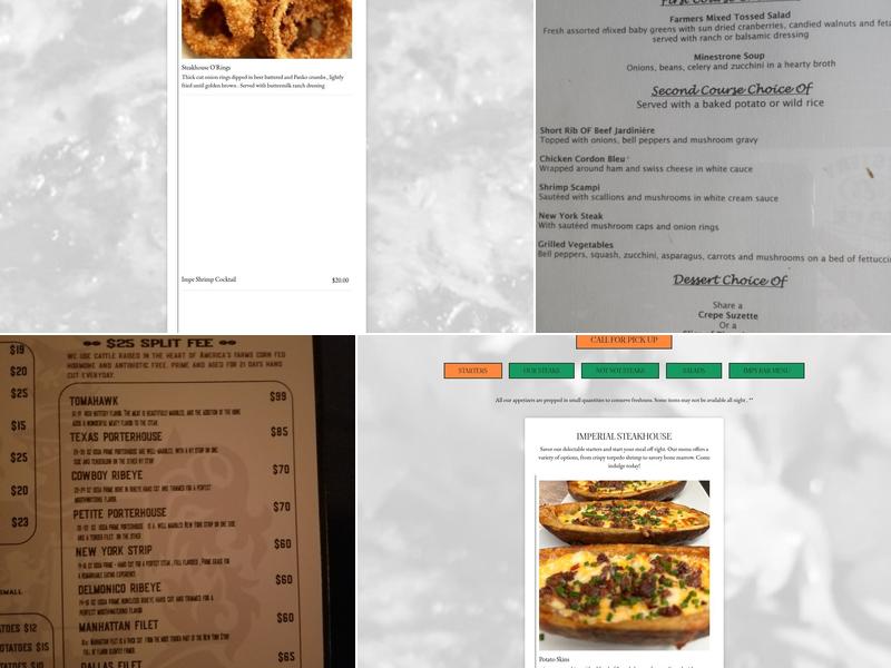 IMPERIAL STEAKHOUSE Menu