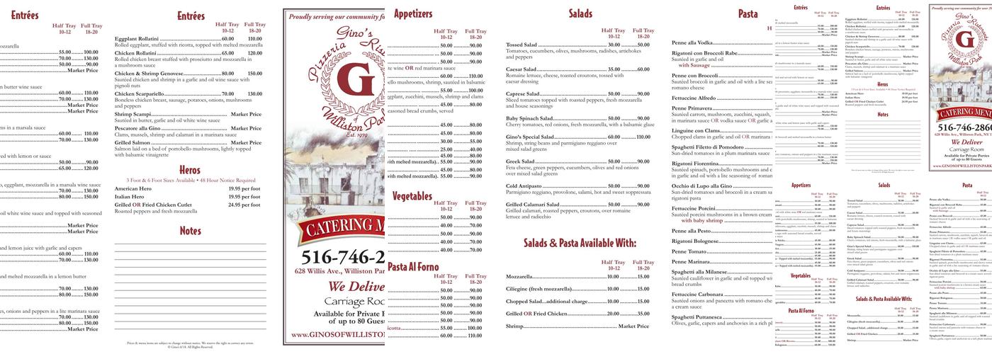 Gino's Menu
