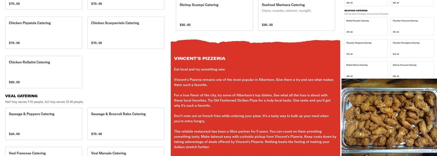 Vincent's Pizzeria Menu