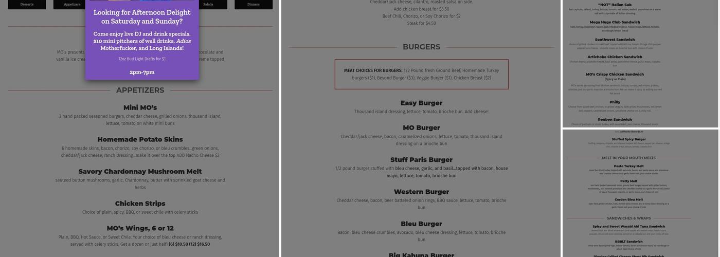 Urban MO's Bar & Grill Menu