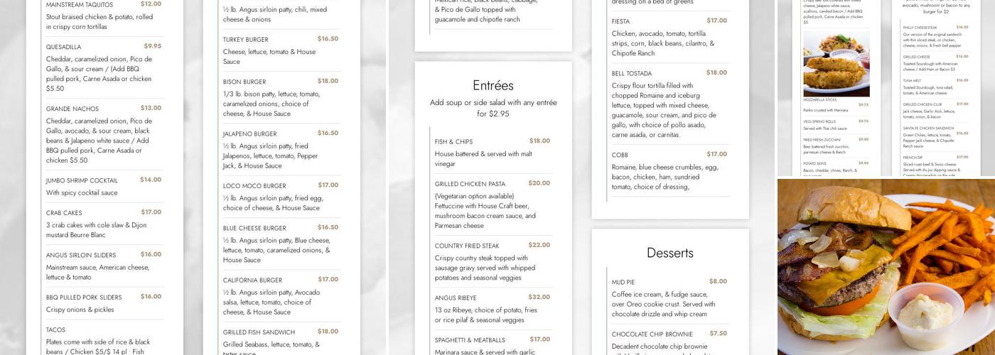 Mainstream Bar & Grill Menu