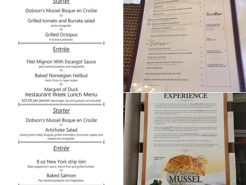 Dobson's Bar & Restaurant Menu