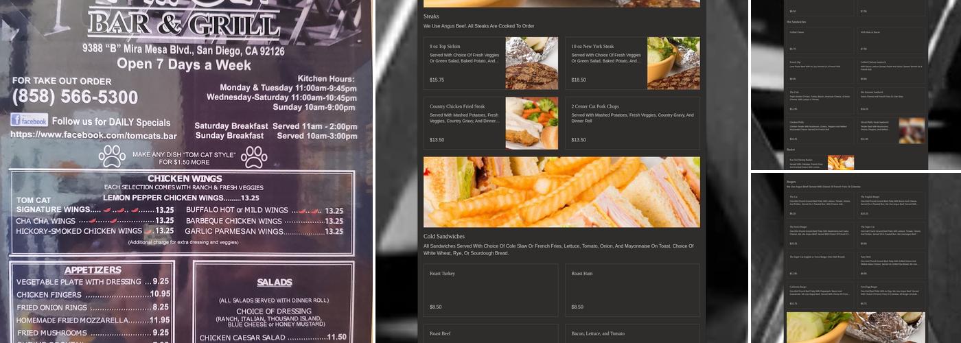 Tom Cat Bar & Grill Menu