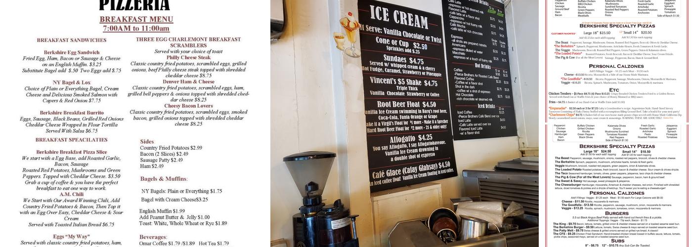 Berkshire Pizzeria Menu