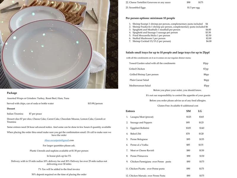 Terrazza Menu